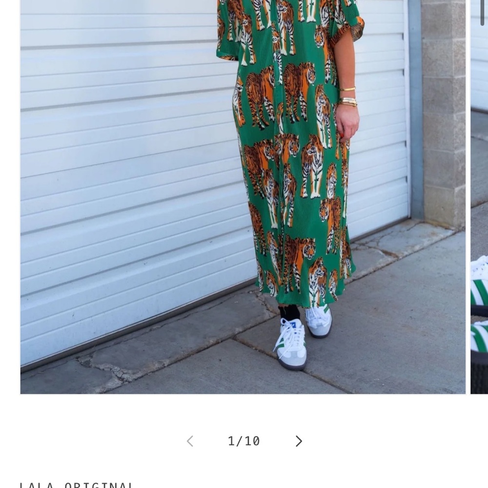 Dressed in LALA Green Maxi Dress with Tiger Print